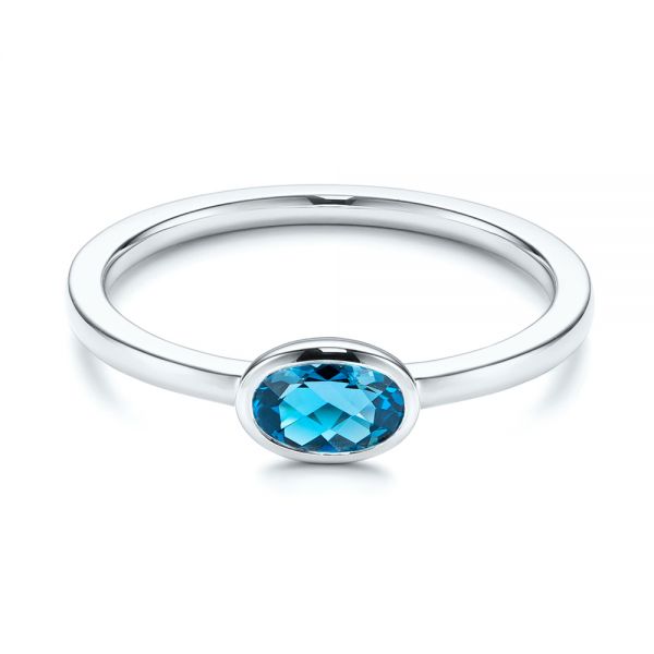 Solitaire London Blue Topaz Ring - Flat View -  106563 - Thumbnail