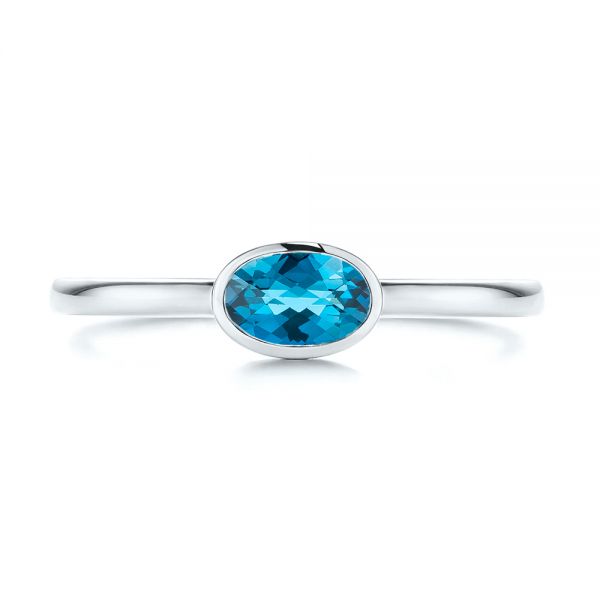 Solitaire London Blue Topaz Ring - Top View -  106563