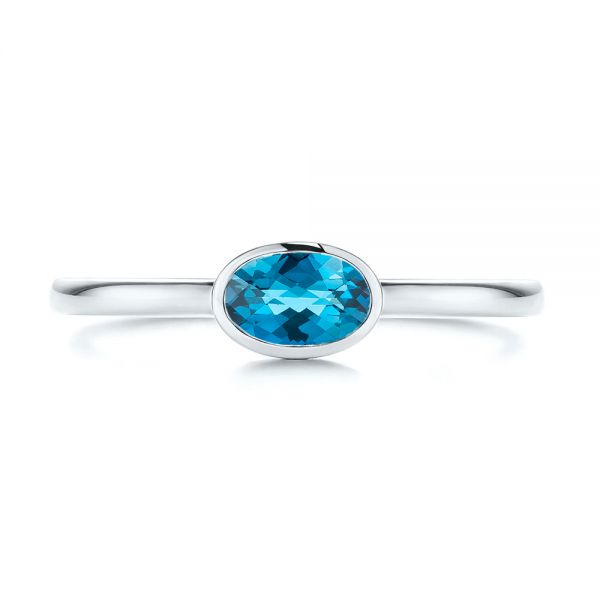 Solitaire London Blue Topaz Ring - Top View -  106563 - Thumbnail