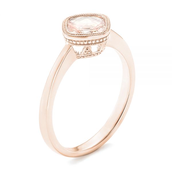 18k Rose Gold 18k Rose Gold Solitaire Morganite Ring - Three-Quarter View -  102643