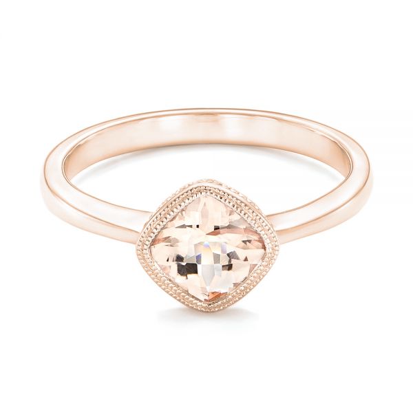 14k Rose Gold 14k Rose Gold Solitaire Morganite Ring - Flat View - 102643