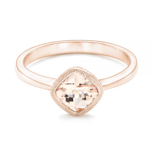 18k Rose Gold 18k Rose Gold Solitaire Morganite Ring - Flat View -  102643