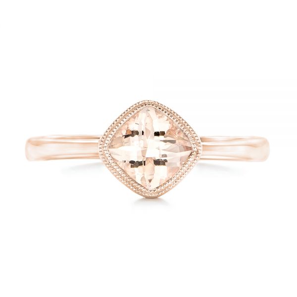 14k Rose Gold 14k Rose Gold Solitaire Morganite Ring - Top View - 102643