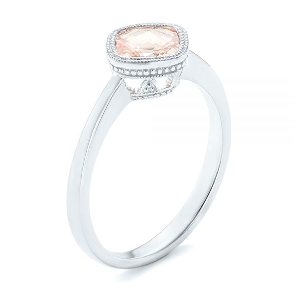  Platinum Platinum Solitaire Morganite Ring - Three-Quarter View -  102643