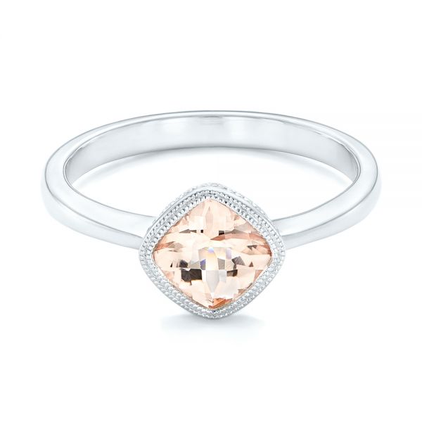 14k White Gold Solitaire Morganite Ring - Flat View -  102643