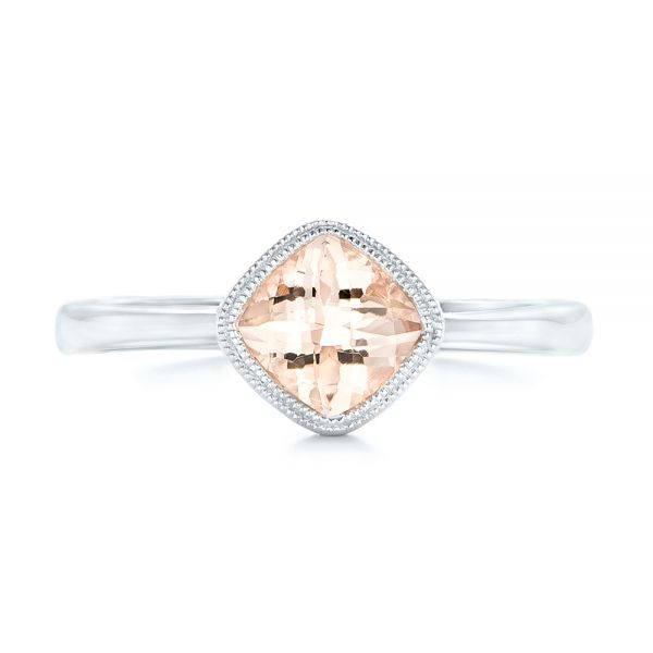 14k White Gold Solitaire Morganite Ring - Top View -  102643