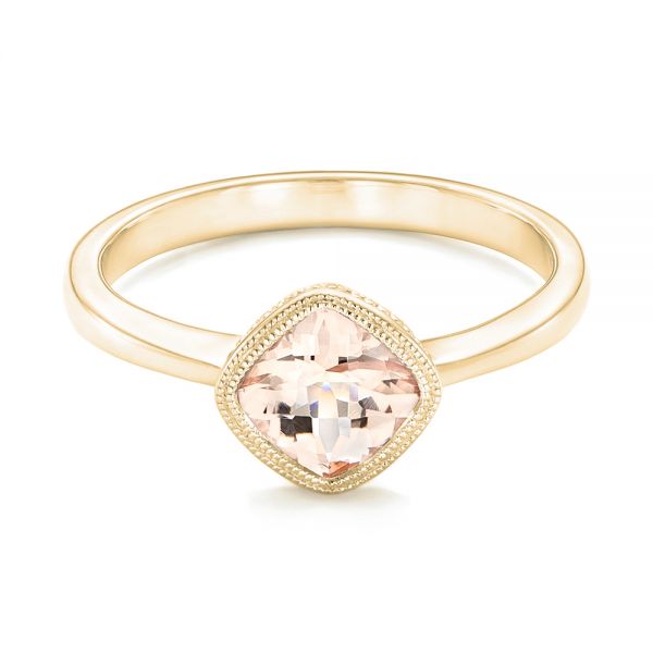 18k Yellow Gold 18k Yellow Gold Solitaire Morganite Ring - Flat View - 102643
