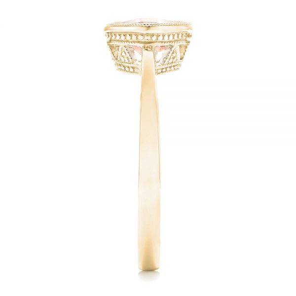 18k Yellow Gold 18k Yellow Gold Solitaire Morganite Ring - Side View - 102643