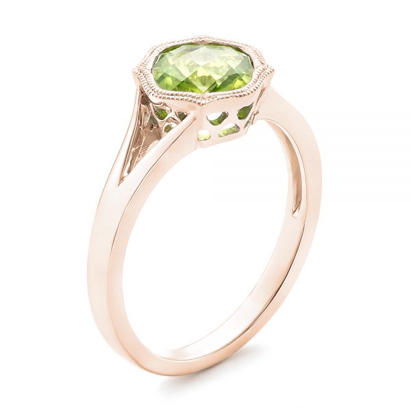 14k Rose Gold 14k Rose Gold Solitaire Peridot Ring - Three-Quarter View -  102635