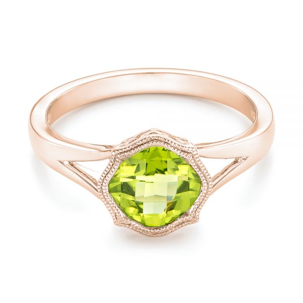 18k Rose Gold 18k Rose Gold Solitaire Peridot Ring - Flat View -  102635