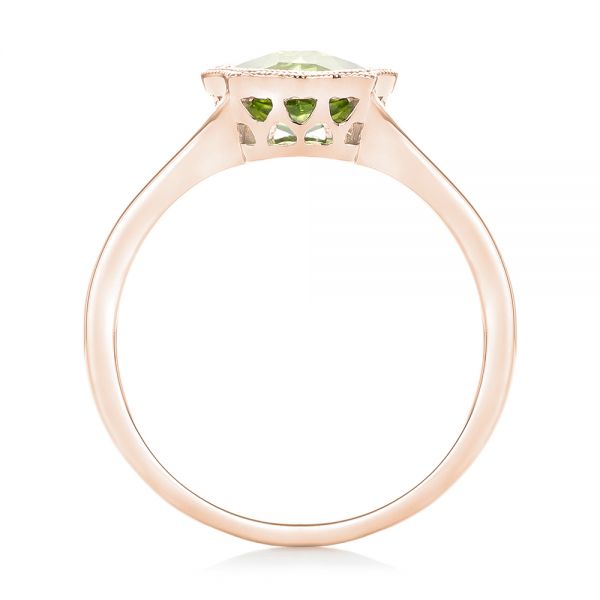 18k Rose Gold 18k Rose Gold Solitaire Peridot Ring - Front View - 102635