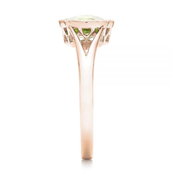 18k Rose Gold 18k Rose Gold Solitaire Peridot Ring - Side View -  102635