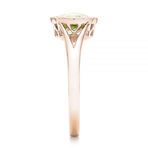 18k Rose Gold 18k Rose Gold Solitaire Peridot Ring - Side View - 102635