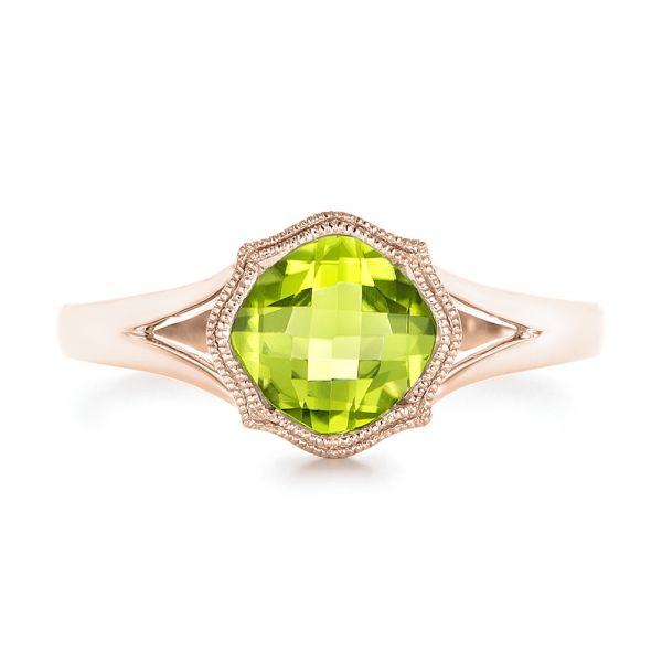 18k Rose Gold 18k Rose Gold Solitaire Peridot Ring - Top View - 102635