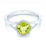 18k White Gold 18k White Gold Solitaire Peridot Ring - Flat View -  102635 - Thumbnail