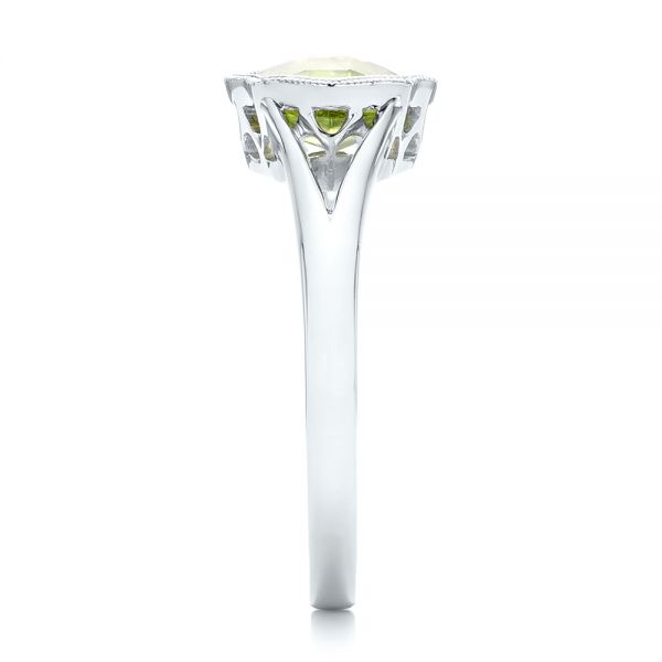  Platinum Platinum Solitaire Peridot Ring - Side View -  102635