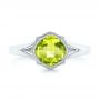 14k White Gold Solitaire Peridot Ring - Top View -  102635 - Thumbnail
