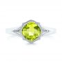 18k White Gold 18k White Gold Solitaire Peridot Ring - Top View -  102635 - Thumbnail