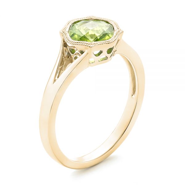 14k Yellow Gold 14k Yellow Gold Solitaire Peridot Ring - Three-Quarter View -  102635