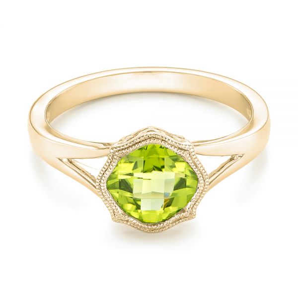 18k Yellow Gold 18k Yellow Gold Solitaire Peridot Ring - Flat View - 102635
