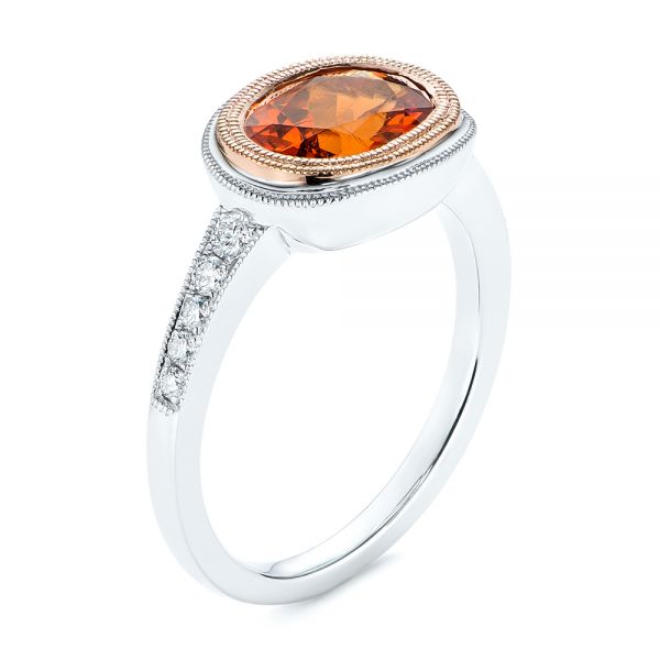 18k Rose Gold 18k Rose Gold Spessartite Garnet And Diamond Bezel Ring - Three-Quarter View -  105022