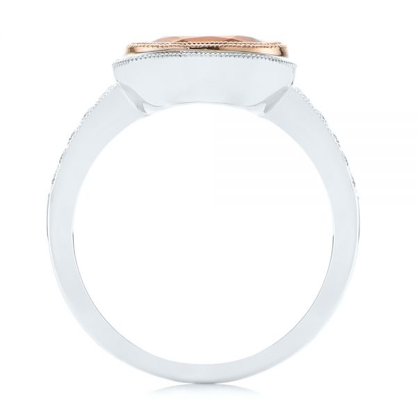 14k Rose Gold Spessartite Garnet And Diamond Bezel Ring - Front View -  105022