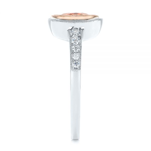 14k Rose Gold Spessartite Garnet And Diamond Bezel Ring - Side View - 105022