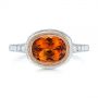 14k Rose Gold Spessartite Garnet And Diamond Bezel Ring - Top View -  105022 - Thumbnail