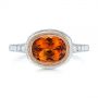 14k Rose Gold Spessartite Garnet And Diamond Bezel Ring - Top View -  105022 - Thumbnail