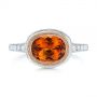 18k Rose Gold 18k Rose Gold Spessartite Garnet And Diamond Bezel Ring - Top View -  105022 - Thumbnail