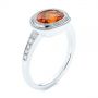 14k White Gold 14k White Gold Spessartite Garnet And Diamond Bezel Ring - Three-Quarter View -  105022 - Thumbnail