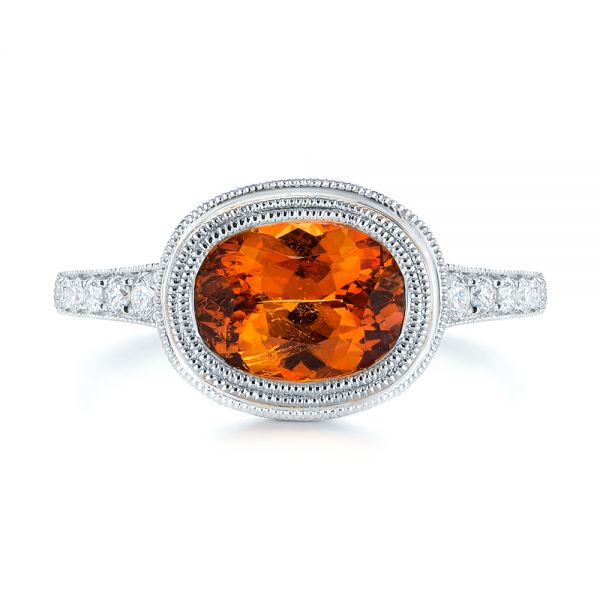 Platinum Platinum Spessartite Garnet And Diamond Bezel Ring - Top View - 105022