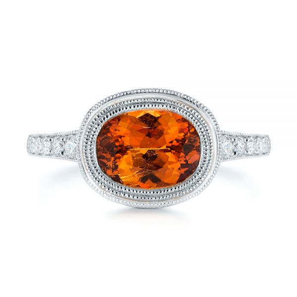  Platinum Platinum Spessartite Garnet And Diamond Bezel Ring - Top View -  105022