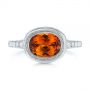 18k White Gold 18k White Gold Spessartite Garnet And Diamond Bezel Ring - Top View -  105022 - Thumbnail