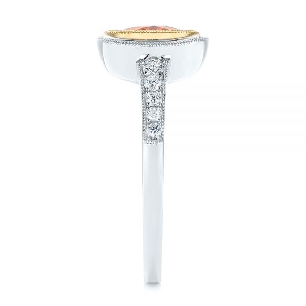 14k Yellow Gold 14k Yellow Gold Spessartite Garnet And Diamond Bezel Ring - Side View - 105022