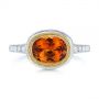 14k Yellow Gold 14k Yellow Gold Spessartite Garnet And Diamond Bezel Ring - Top View -  105022 - Thumbnail