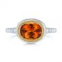 18k Yellow Gold 18k Yellow Gold Spessartite Garnet And Diamond Bezel Ring - Top View -  105022 - Thumbnail