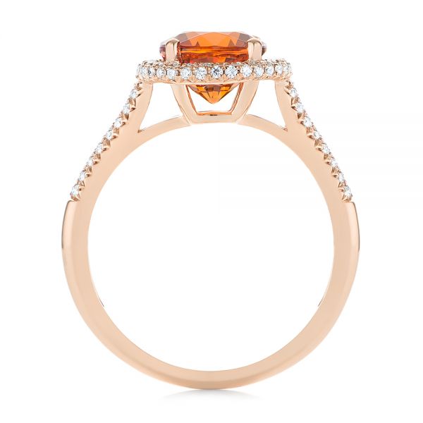 14k Rose Gold 14k Rose Gold Spessartite Garnet And Diamond Halo Ring - Front View -  105016