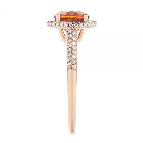 14k Rose Gold 14k Rose Gold Spessartite Garnet And Diamond Halo Ring - Side View - 105016