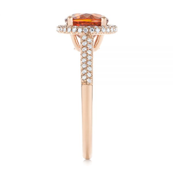 14k Rose Gold 14k Rose Gold Spessartite Garnet And Diamond Halo Ring - Side View -  105016