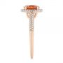 14k Rose Gold 14k Rose Gold Spessartite Garnet And Diamond Halo Ring - Side View -  105016 - Thumbnail