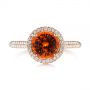14k Rose Gold 14k Rose Gold Spessartite Garnet And Diamond Halo Ring - Top View -  105016 - Thumbnail
