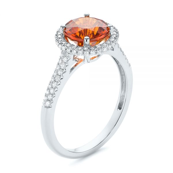 Spessartite Garnet and Diamond Halo Ring - Image