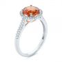 14k White Gold 14k White Gold Spessartite Garnet And Diamond Halo Ring - Three-Quarter View -  105016 - Thumbnail