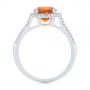 14k White Gold 14k White Gold Spessartite Garnet And Diamond Halo Ring - Front View -  105016 - Thumbnail