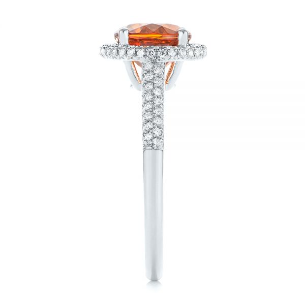 14k White Gold 14k White Gold Spessartite Garnet And Diamond Halo Ring - Side View -  105016