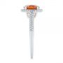 18k White Gold 18k White Gold Spessartite Garnet And Diamond Halo Ring - Side View -  105016 - Thumbnail