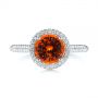 18k White Gold 18k White Gold Spessartite Garnet And Diamond Halo Ring - Top View -  105016 - Thumbnail