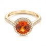 18k Yellow Gold 18k Yellow Gold Spessartite Garnet And Diamond Halo Ring - Flat View -  105016 - Thumbnail