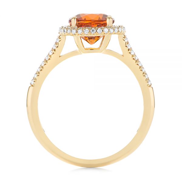 18k Yellow Gold 18k Yellow Gold Spessartite Garnet And Diamond Halo Ring - Front View -  105016